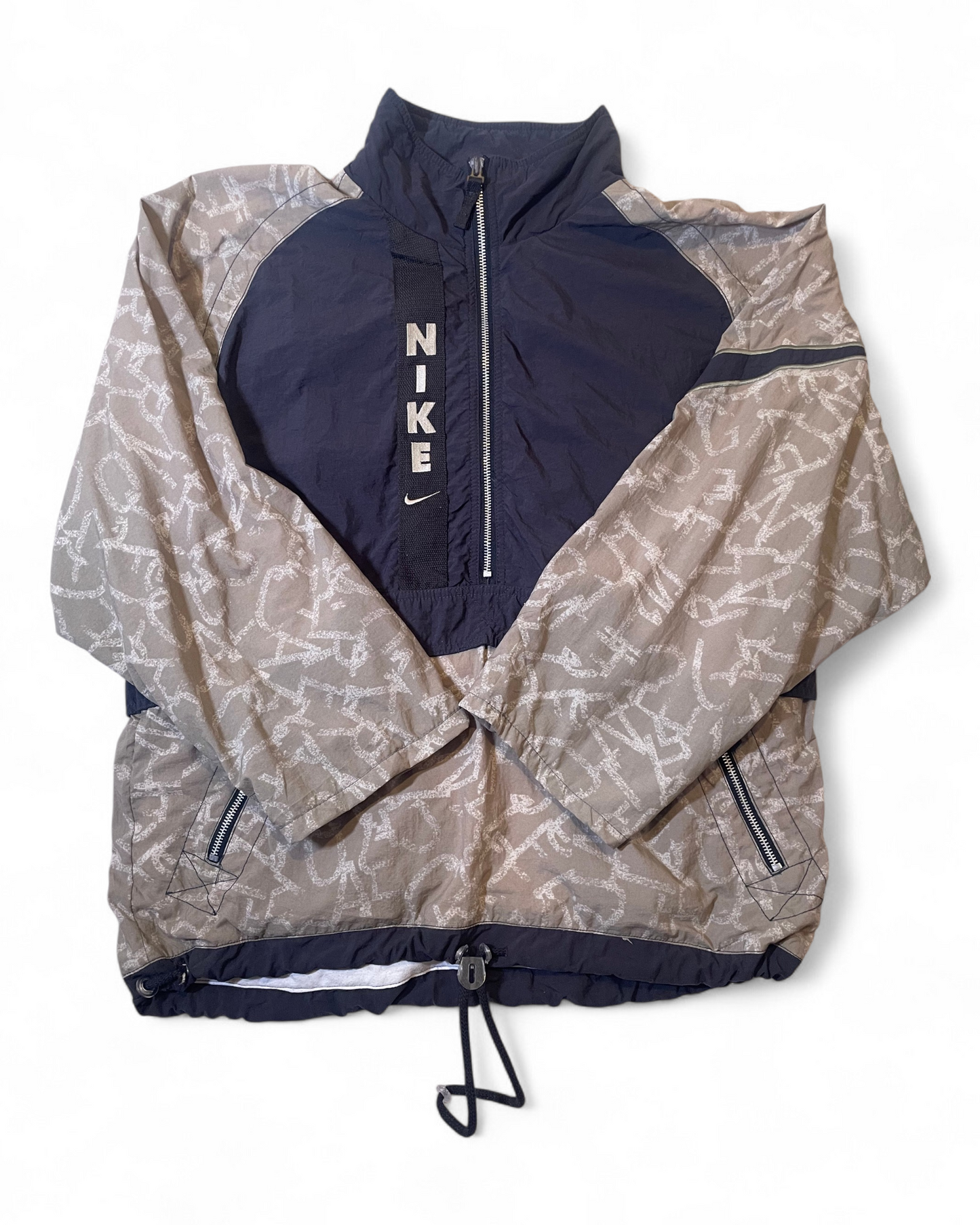 Chaqueta Nike Vintage Y2K Cortavientos Half Zip Azul y Beige Streetwear Unisex