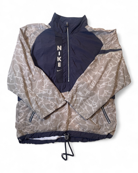 Chaqueta Nike Vintage Y2K Cortavientos Half Zip Azul y Beige Streetwear Unisex